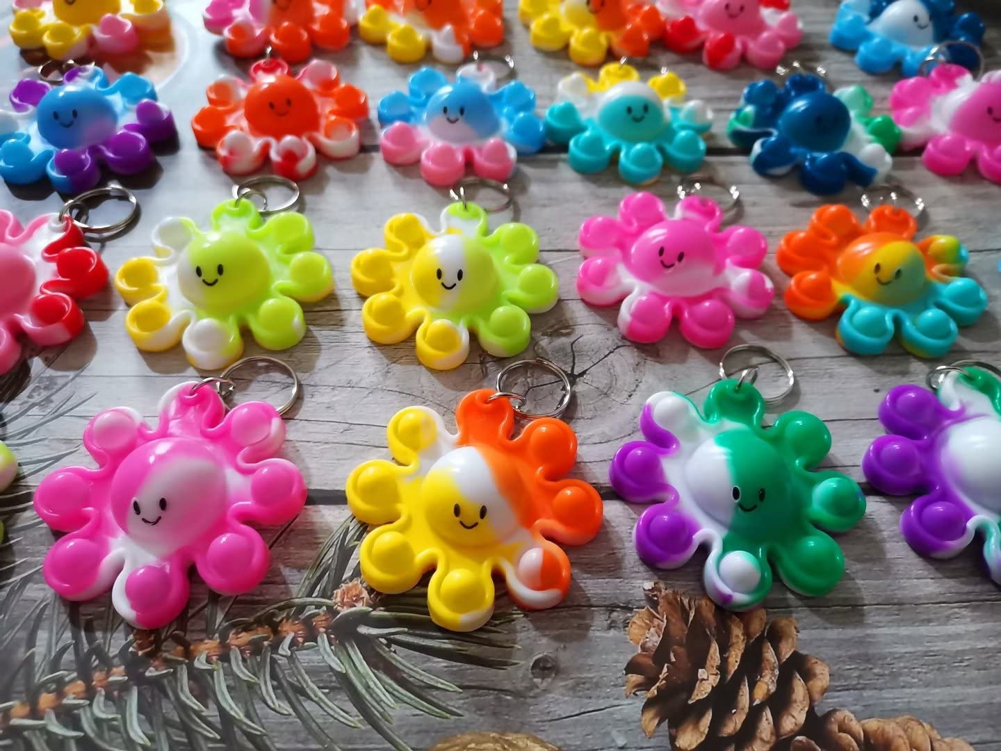 30 Packs Bulk Octopus Backpack Keychain Mini pop Fidget for Students Gifts and Octopus Christmas Party Favors,Students Bubble Prize