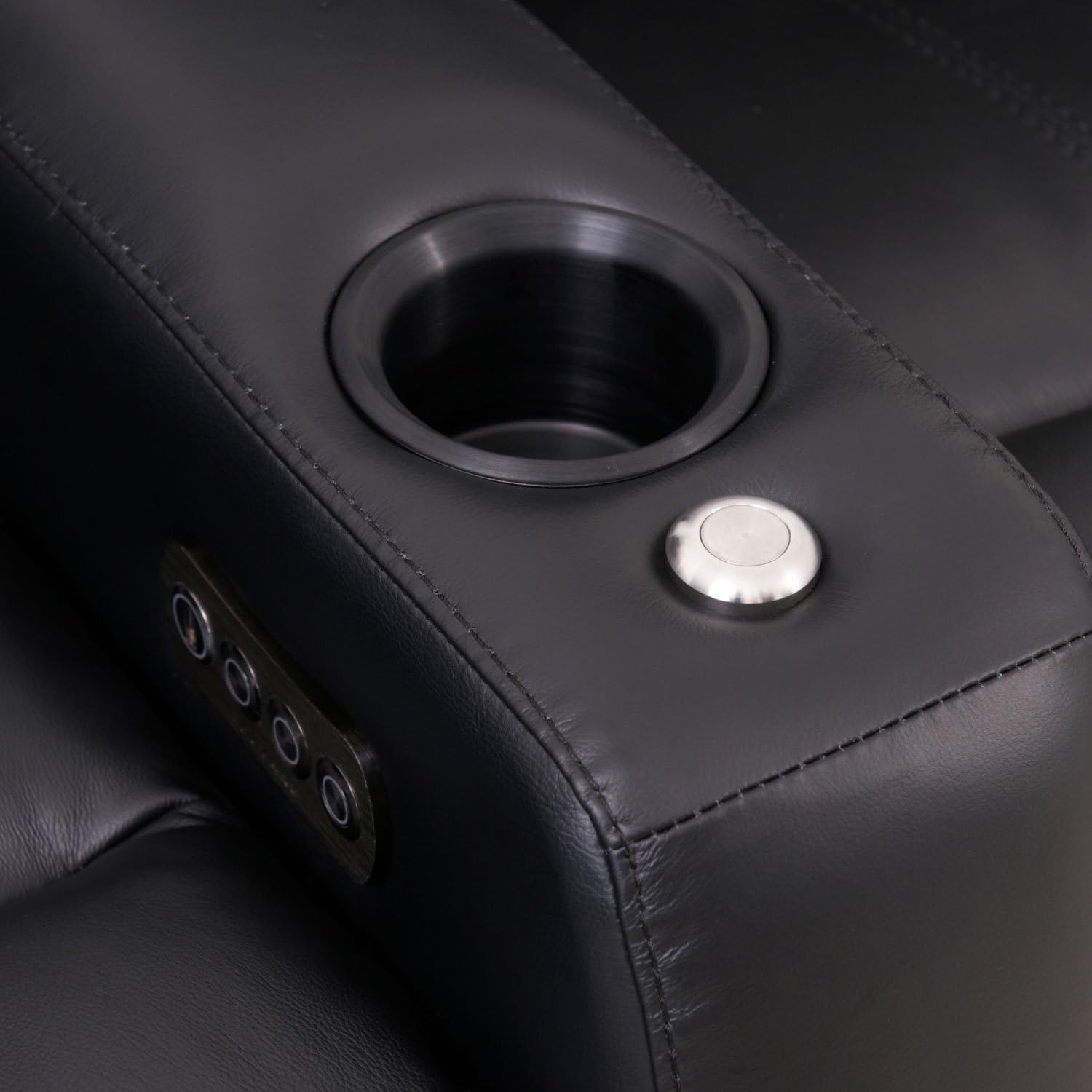 Blaze XL900 Home Theatre Furniture - Black Premium Leather - USB Charging Port - Memory Foam - Accessory Dock - Lighted Cups - Power Recline - Straight Row 4 with Middle Loveseat: Furniture & Decor