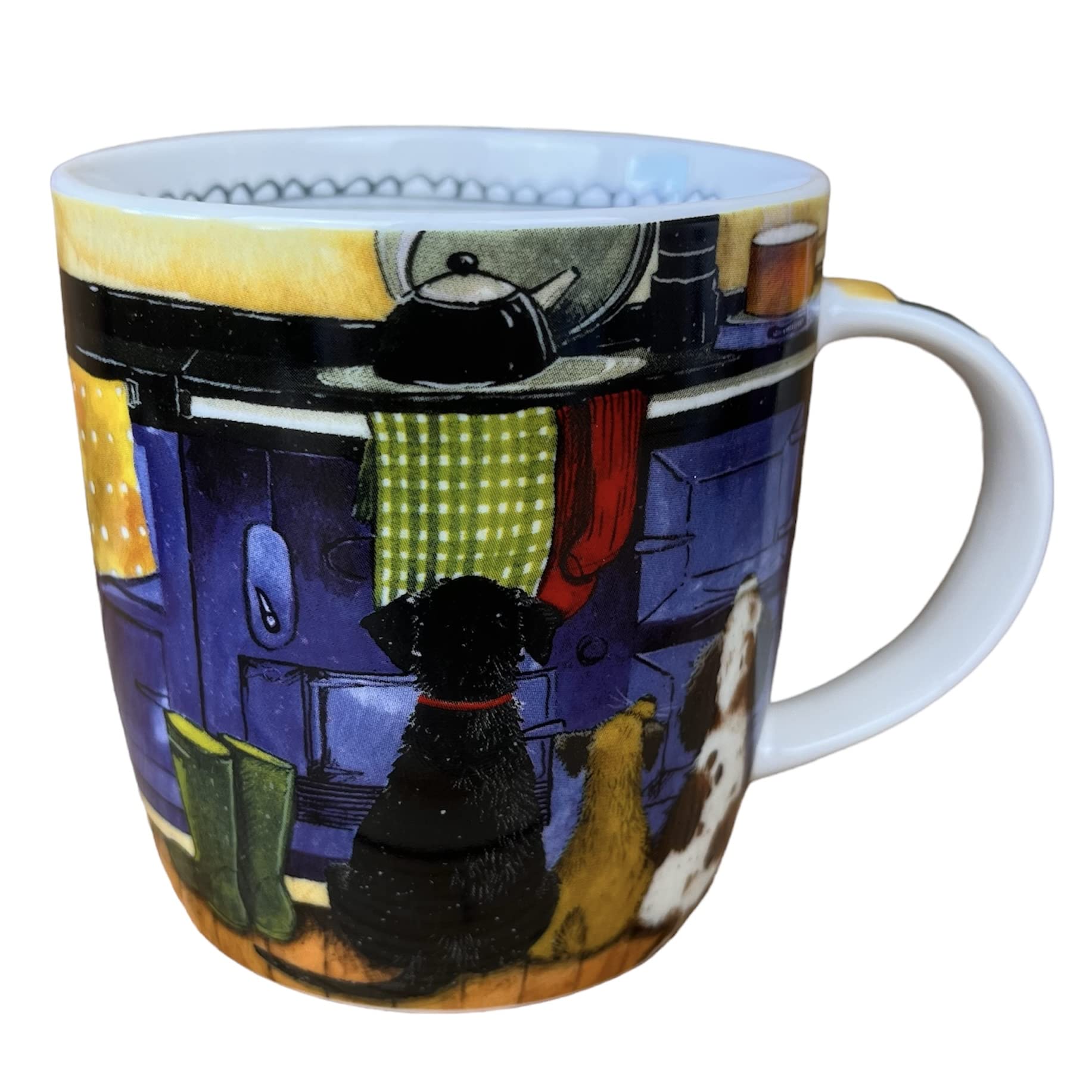 Alex Clark Hotdogs Mug- Dog - Country Cottage - Original Artwork - Cup for Animal Lovers - Gift Ideas - Perfect for Coffee & Tea - Vegan Friendly - Designed in The UK...