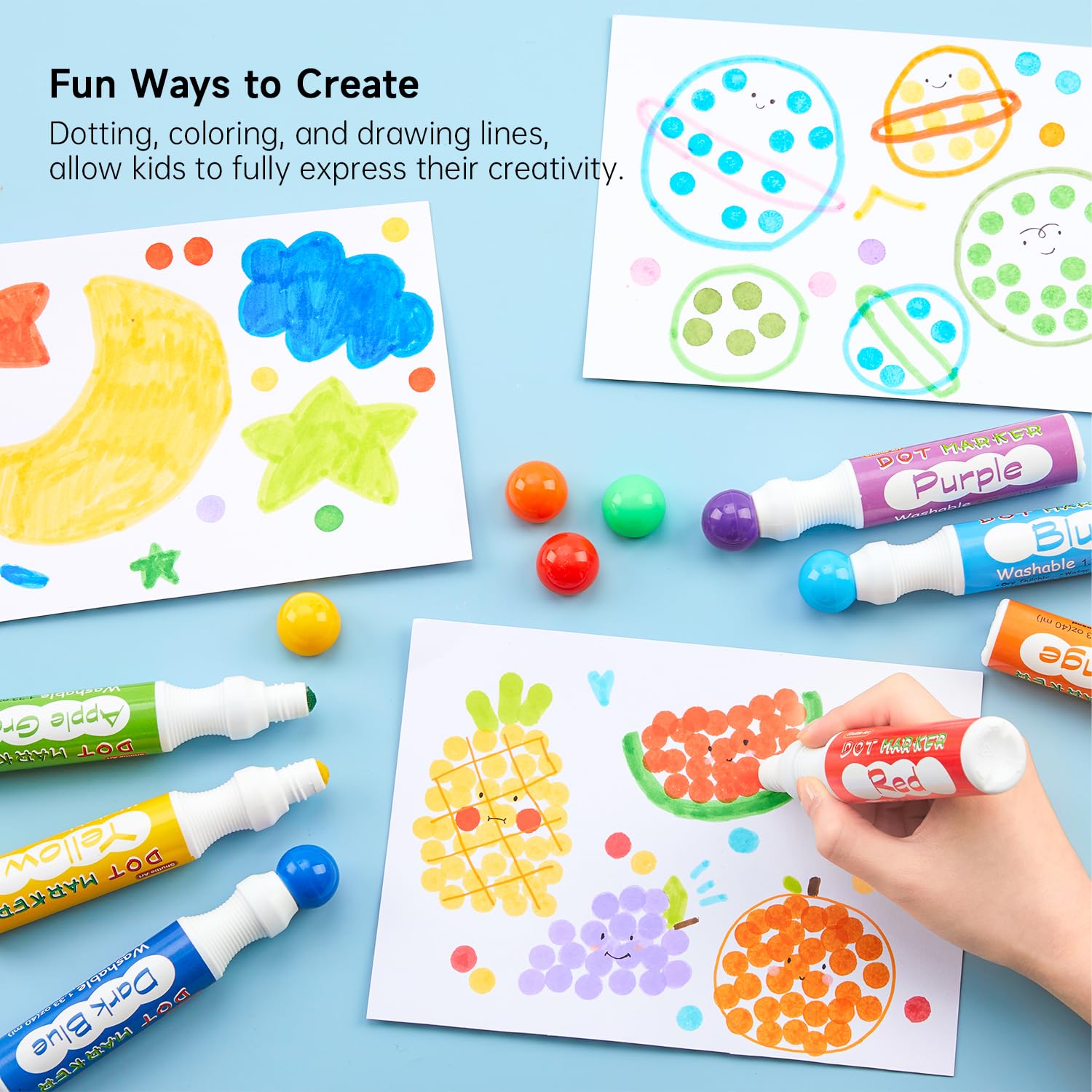 Shuttle Art 10 Colors Dot Marker Washable Non-Toxic Dot Marker for Children Early Education, Bingo Dabber for Creation with 1 Dot Activity Book