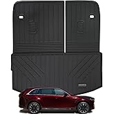 LJWAITO Cargo Liners with Backrest Protection for 2024 Mazda CX90 CX-90 (Only Suitable for 7&8 Seats (Not Suitable for 6 Seats)),TPE All Weather Protection Trunk Mat Covering The backrest