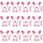 Mototo Pig Costume Set 48 PCS Pig Ears Headband Pink Pig Cosplay Set with Nose Tail & Bow Tie Pig Costume Adult Halloween Costume for Cosplay Party Dress Up Decoration