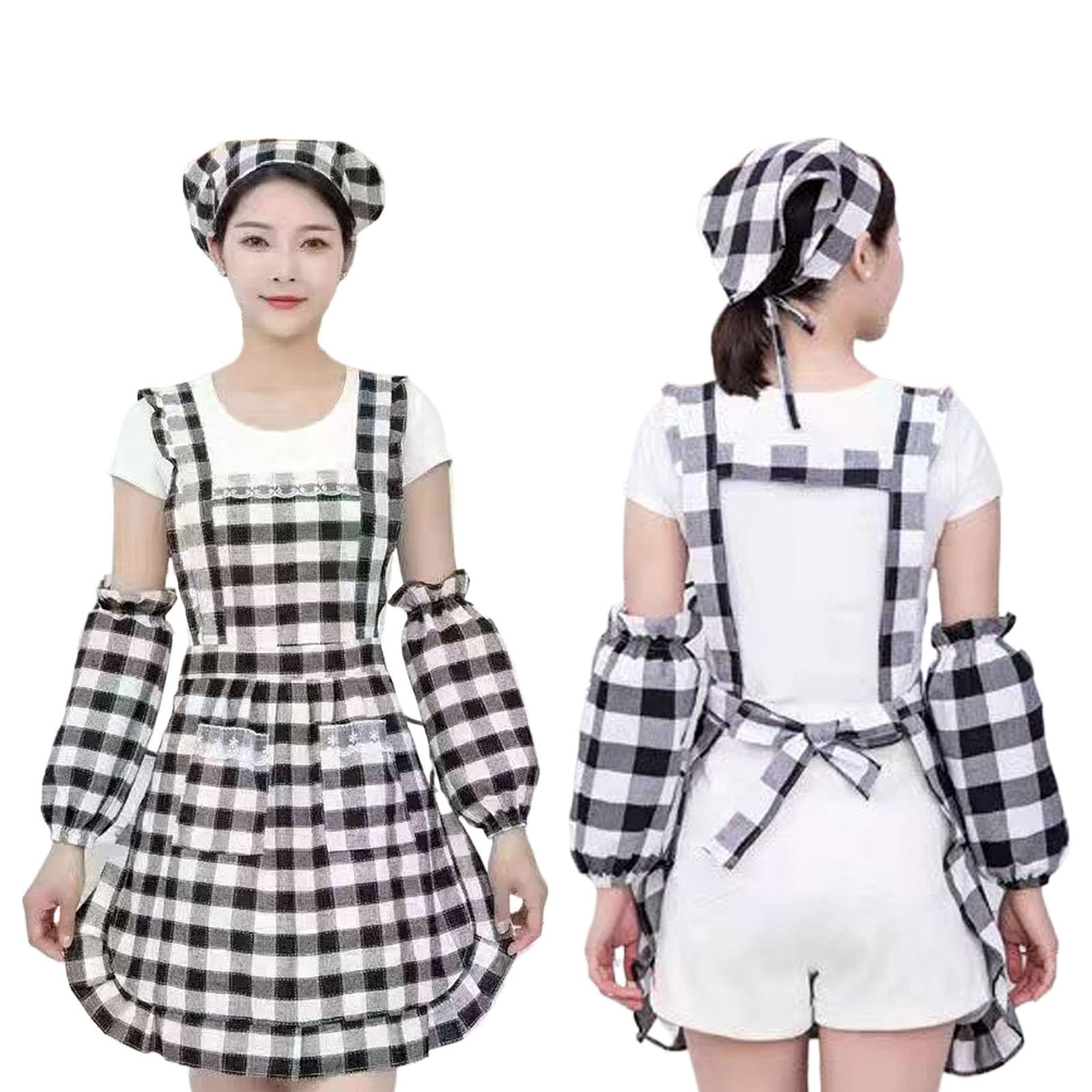 Adjustable Bib Apron with 2 Pockets Cooking Kitchen Accessories Chef Aprons for Women Men Cleaning Catering Chef Kitchen Aprons Unisex Pinafore