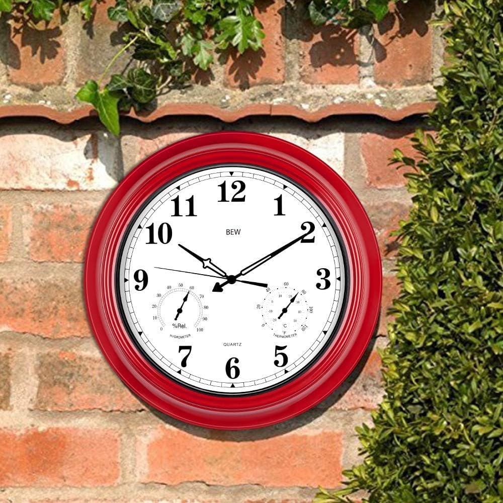 Bew Large Garden Wall Clock 45cm Outdoor Clocks With Temperature