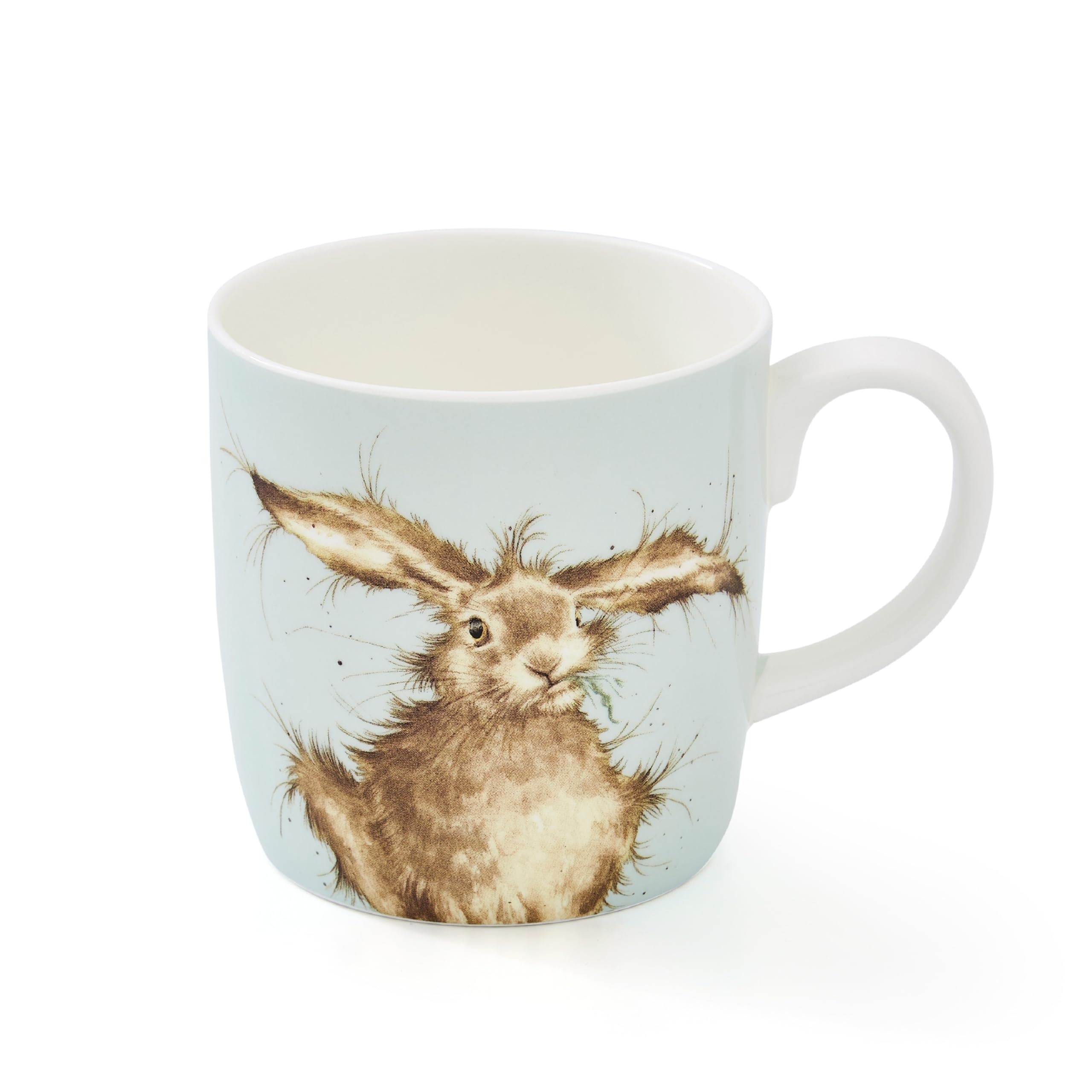 Royal Worcester x Wrendale Designs 'Hare Brained' Large Coffee Mug - Fine Bone China White Mug with Handle, Featuring Hare Illustrations by Artist Hannah Dale, Dishwasher & Microwave Safe, 400ml