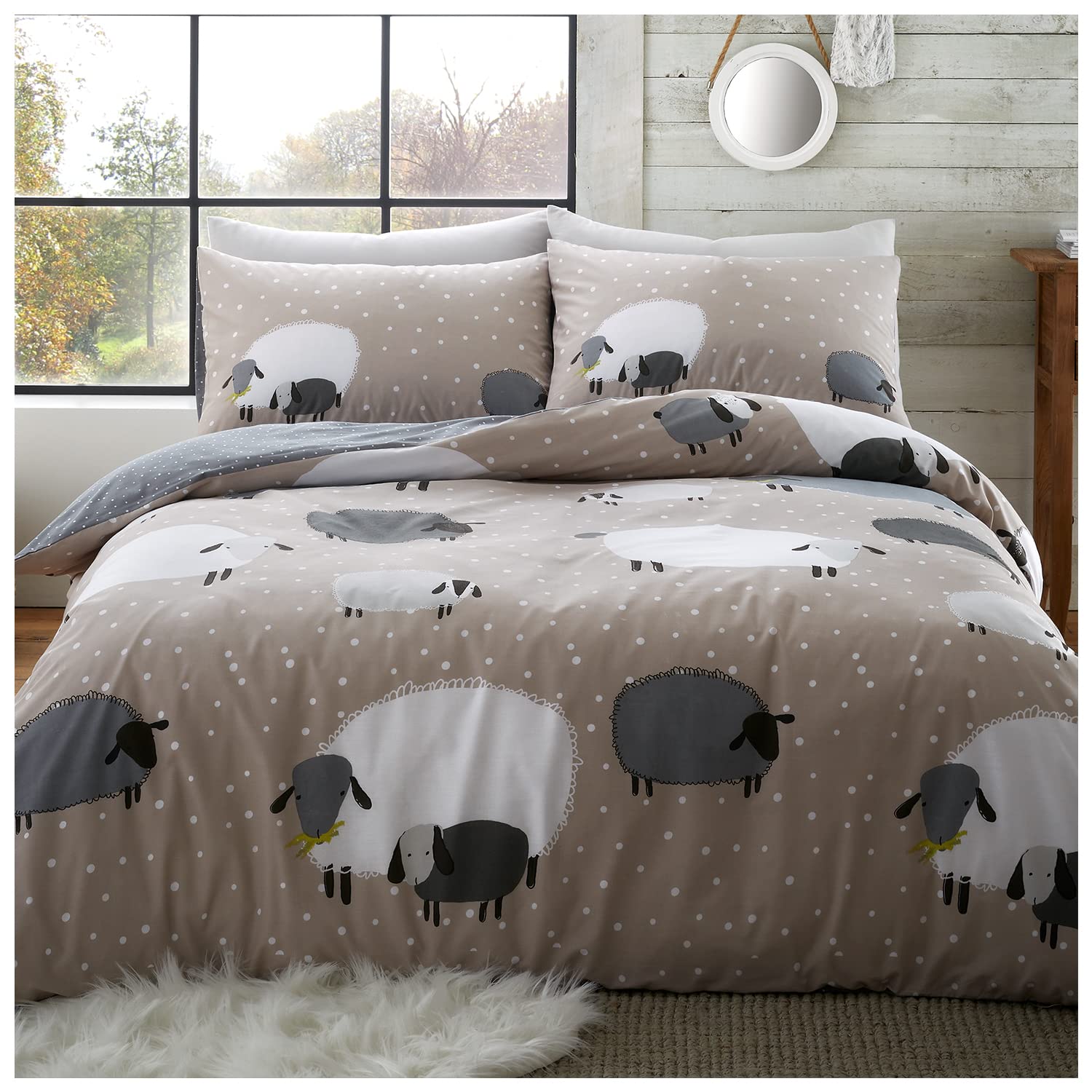 GC GAVENO CAVAILIA Reversible Polka Dot Duvet Covers Double, Soft Polycotton Printed Bedding Sets, Breathabl Animal Quilt Covers, Natural (730576) — image 1