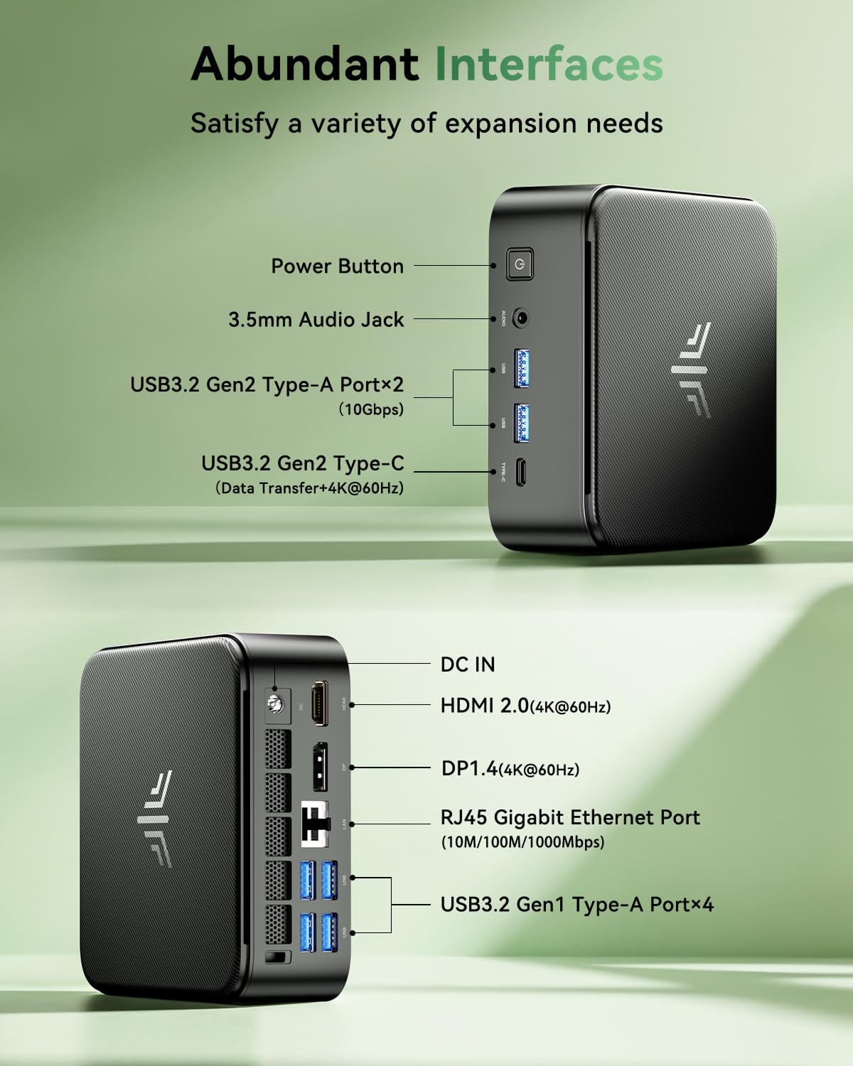 NiPoGi E3B Mini PC АMD Ryzen 7 7735HS(Besser als R7 5825U/R5 5730U, 8C/16T, bis zu 4,75 GHz), 24 GB LPDDR5 5500MT/s 512 GB M.2 NVMe PCIe 3.0 SSD Mini Desktop Computer W-11 Pro für Büro/Schule/Zuhause. 6