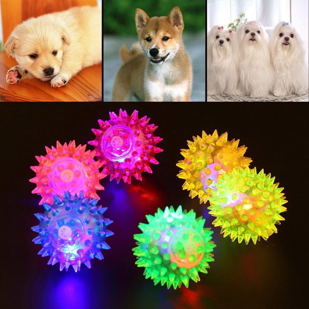 Catnew Dog Puppy Cat Pet LED Squeaky Rubber Chewing Bell Ball Hedgehog Fun Interactive Toys