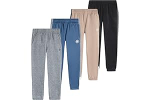 RBX Boys Sweatpants - 4 Pack Performance Fleece Basic Boys Joggers, Athletic Track Pants with Elastic Waistband (8-16)