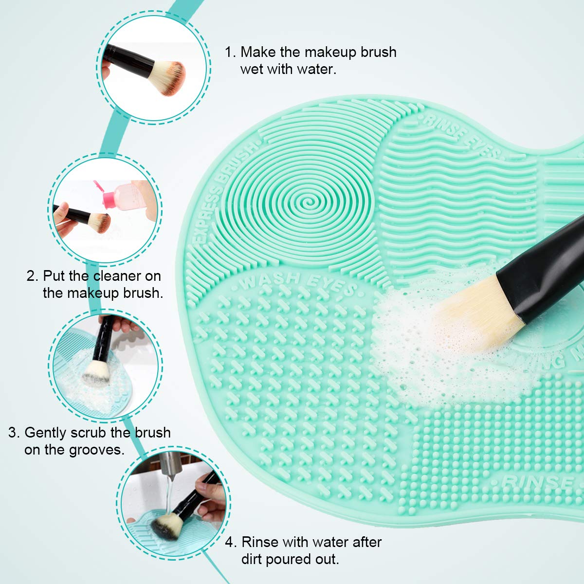 2-Pack Brush Cleaning Mats, Easkep Makeup Cleaner Pad Portable Washing Tool Scrubber with Suction Cup Set of 2 Cosmetic Silicone (Green+Green): Beauty
