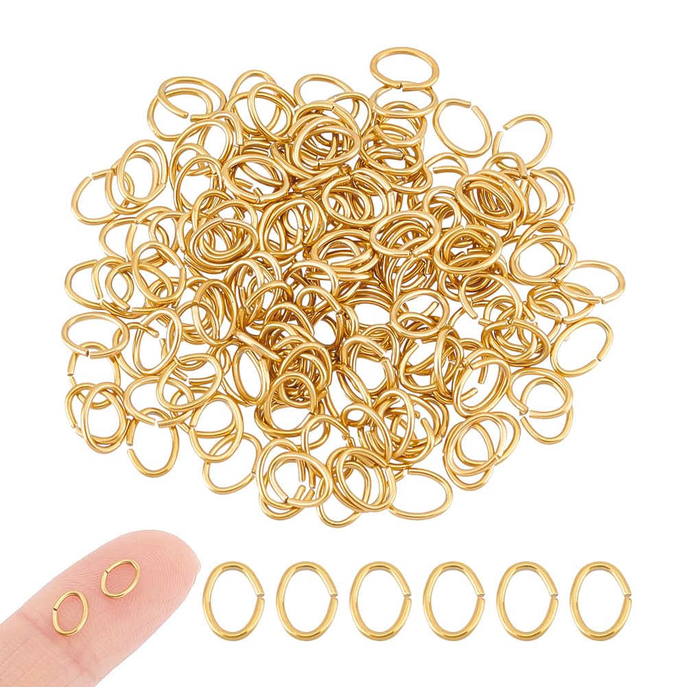 UNICRAFTALE 100Pcs 6x4.5mm Golden Oval Jump Rings, Stainless Steel Open Jump Rings, Jewelry Accessories for DIY Jewelry Making, Necklace Repair
