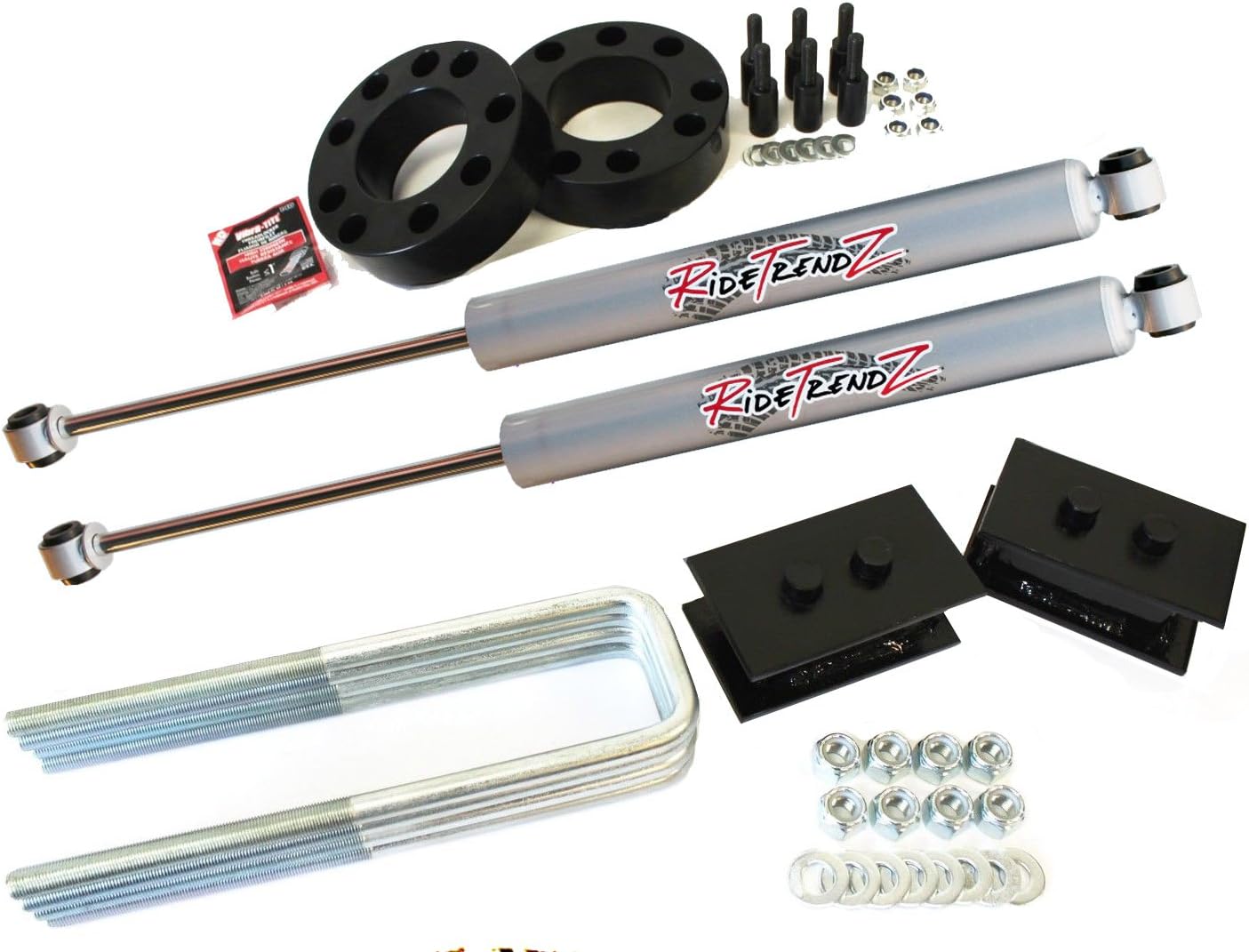 RTZ - Fits Ford F150 Full Lift Kit Front 2.5" Strut Spacers + Rear 1" Tapered Steel Blocks + RTZ Primo Nitrogen Gas Shocks 2WD BK