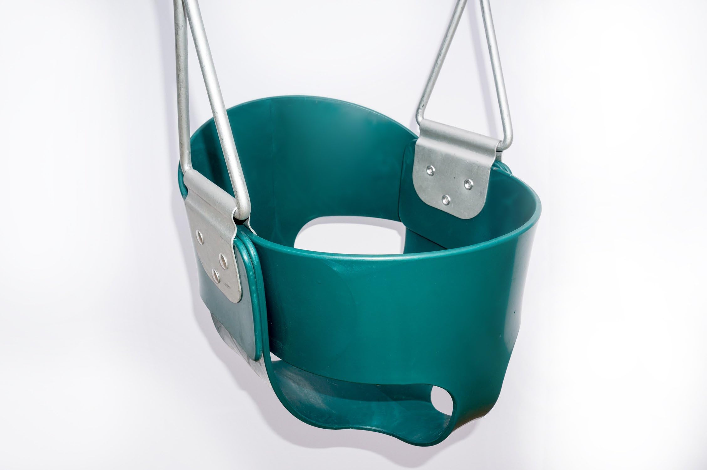 Full Bucket Swing with Plastic Coated Chains and Carabiners - Green