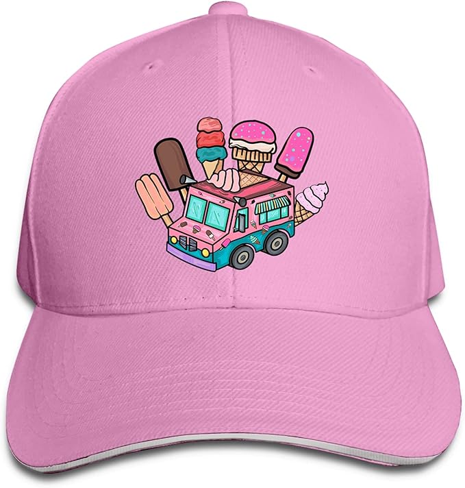 Ice Cream Truck Hat Adjustable Baseball Cap Men Women Beach Sun Hat at
