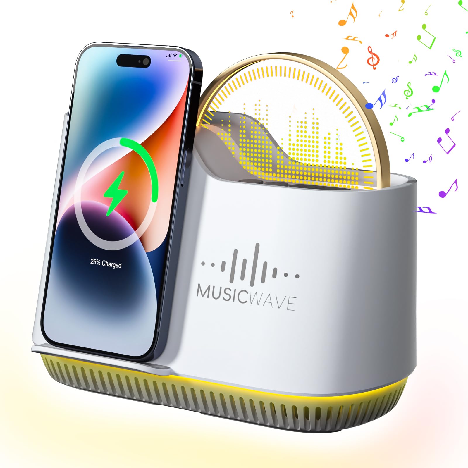Photo 1 of Night Lights Bluetooth Speaker, 15W Wireless Charger with Phone Holder, Touch Control Bedside Lamp with Dynamic Colored Music Light, Dimmable Light Room Decor for Teenage Girls Boys Gifts