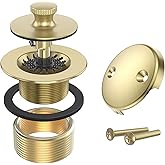 Brushed Gold Bathtub Drain Bath Tub Trim Set Conversion Kit Assembly, All Brass Lift and Turn Twist Tub Drains Replacement Tr