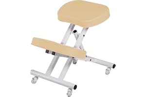 MASTER MASSAGE EQUIPMENT Master Massage Healthy-Star-Program Steel Posture Kneeling Chair with Back Support for Office –Metal Folding Posture Chair, Cream