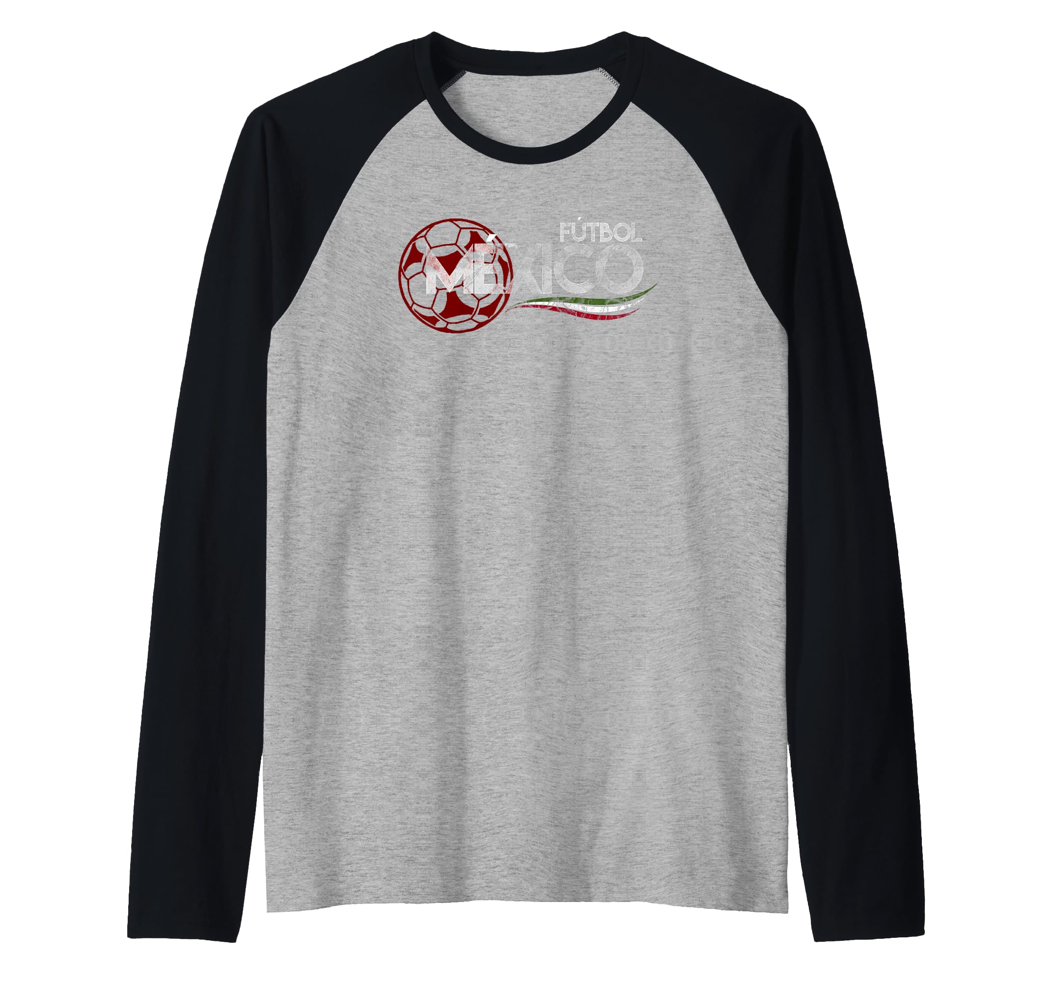 Soccer Futbol Mexico Distressed Raglan Baseball Tee