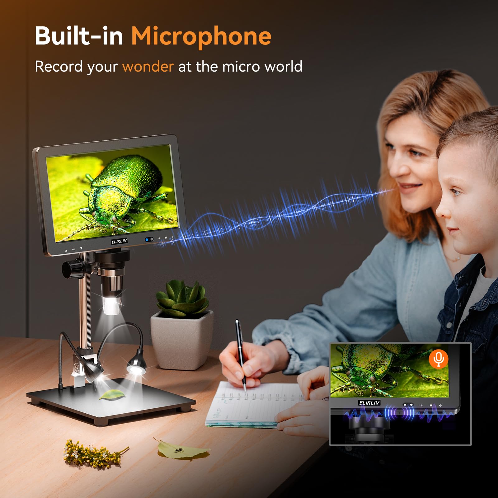 Elikliv EDM9 Max Digital Microscope: 20MP 10.1