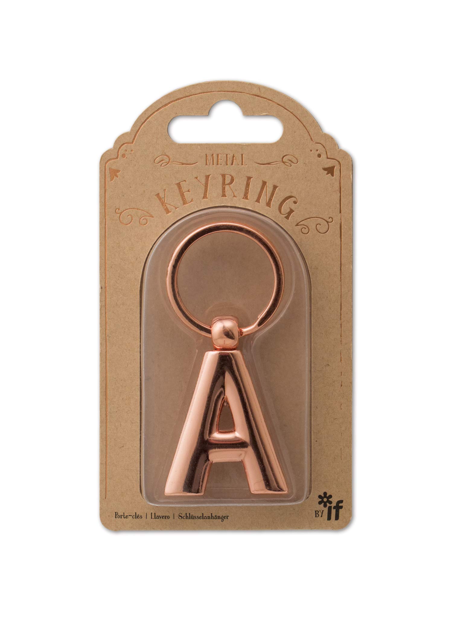 IF Metal Letter Keyring Personalised Alphabet Letters - Rose Gold - A — image 1