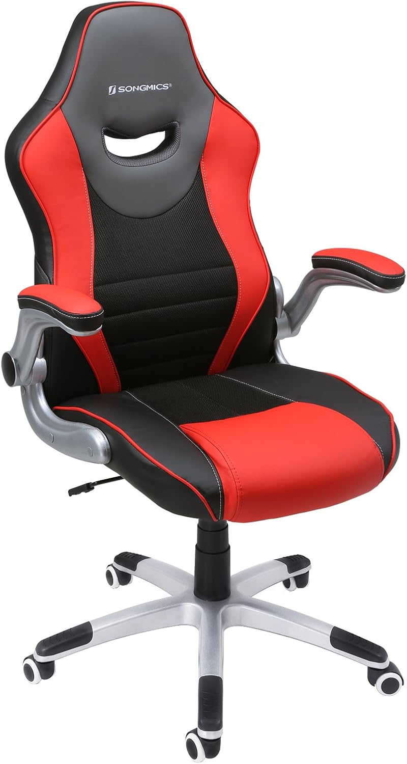 SONGMICS Silla de Oficina giratoria, Silla ergonómica, con Apoyabrazos