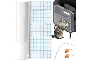 Cat Scratch Protector Set, 11.8" x 196.9" Self-Adhesive Cat Couch Scratch Protector. Mice Tail Cat Wand, 2 Mouse Toy with 20 