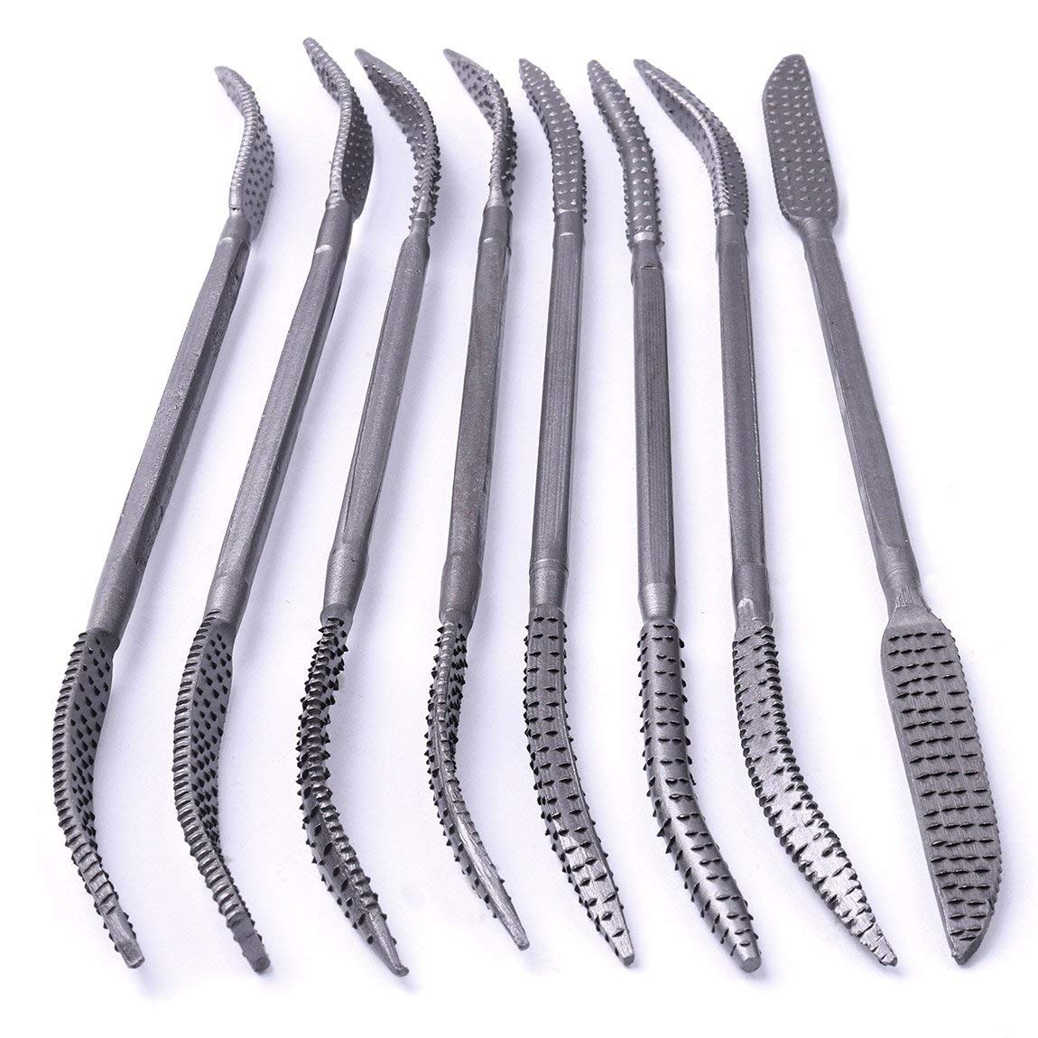 MonLiya 8 PCS 5.5 X 200mm Double Ended Riffler Wood Rasp File Set Woodworking Carving Rasping Coarse Handware Tools