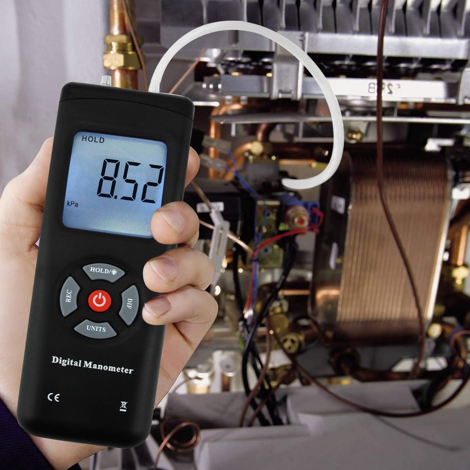 Manometer, Professional Air Pressure Meter, Digital Manometer Gas Pressure Gauge Tester, 11 Units with Backlight - Image 4