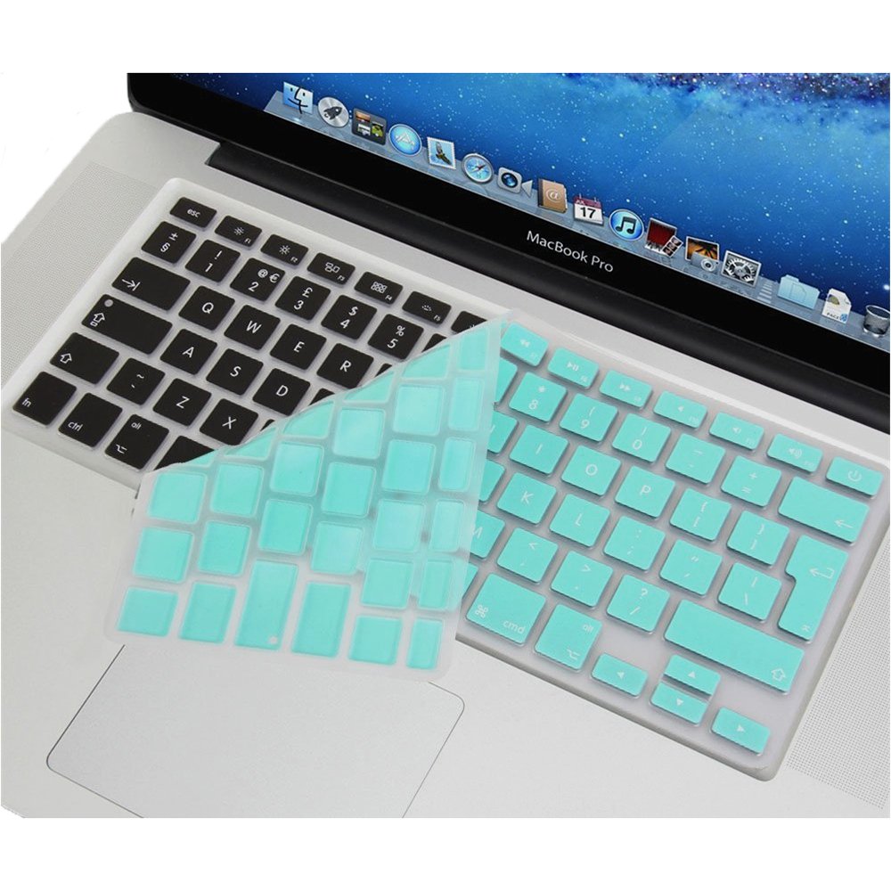 Se7enline Compatible with Macbook Pro with Retina Display 13, 15, 17 inch/Macbook Air 13-Inches LIGHT BLUE Silicone Keyboard Cover Skin (Europe Layout UK Version), RobinEggBlue/Turquoise Blue