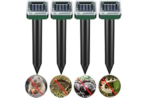 PHIMINNEX Solar Mole Repellent, Ultrasonic Mole Repellent Solar Powered，Outdoor Waterproof Ultrasonic Snake Repellent for Get Rid of Mole, Gopher, Snakes, Vole and Other Underground Pests