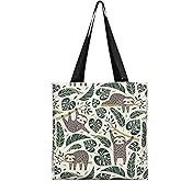 HKAENE Canvas Tote Bag for Women, Reusable Grocery Bags, Cute Tote Bags Aesthetic for Christmas Gifts, Shopping&Beach (Cute Sloth)