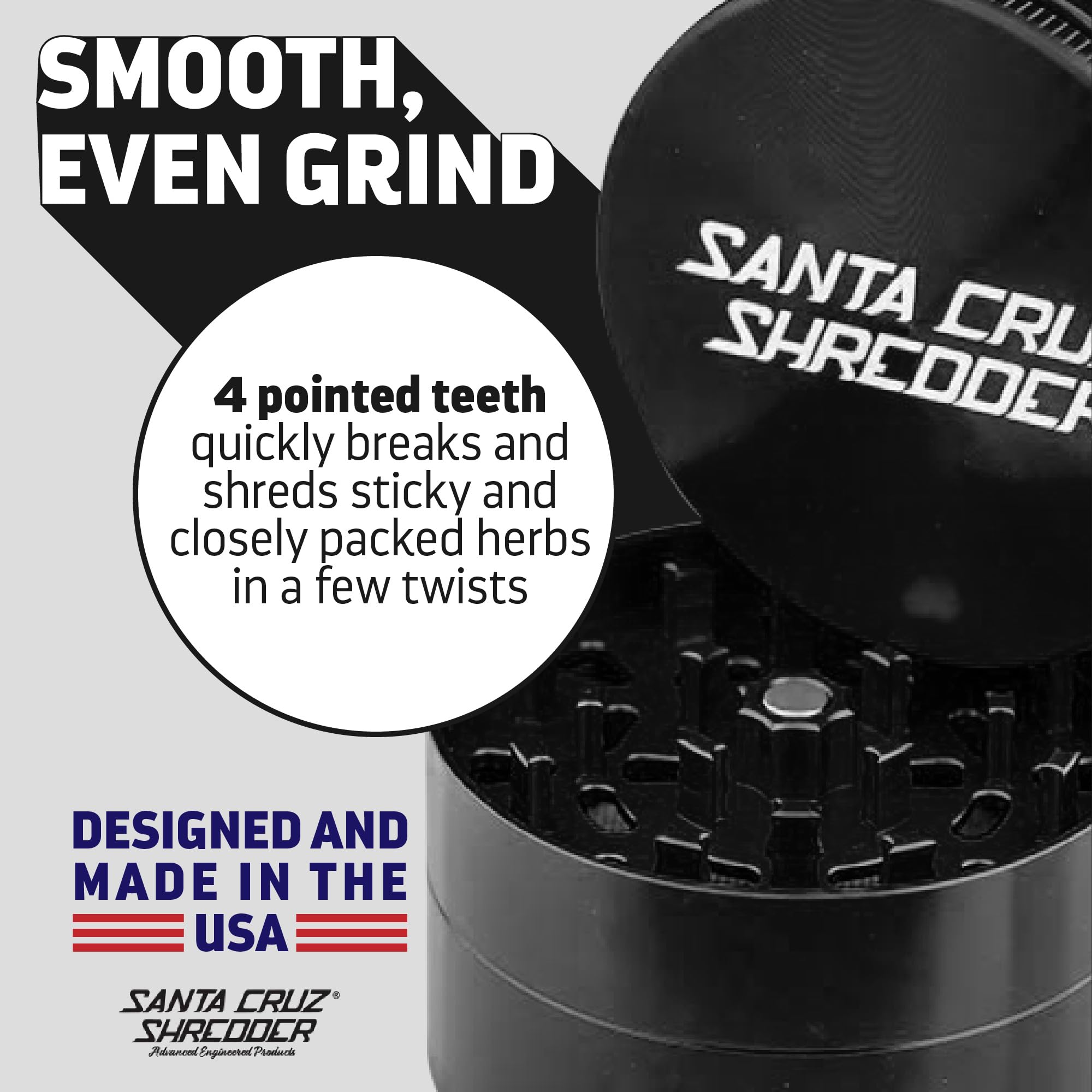 Santa Cruz Shredder Herb and Spice Grinder Made in USA (Large (2.7 Inch), Black)