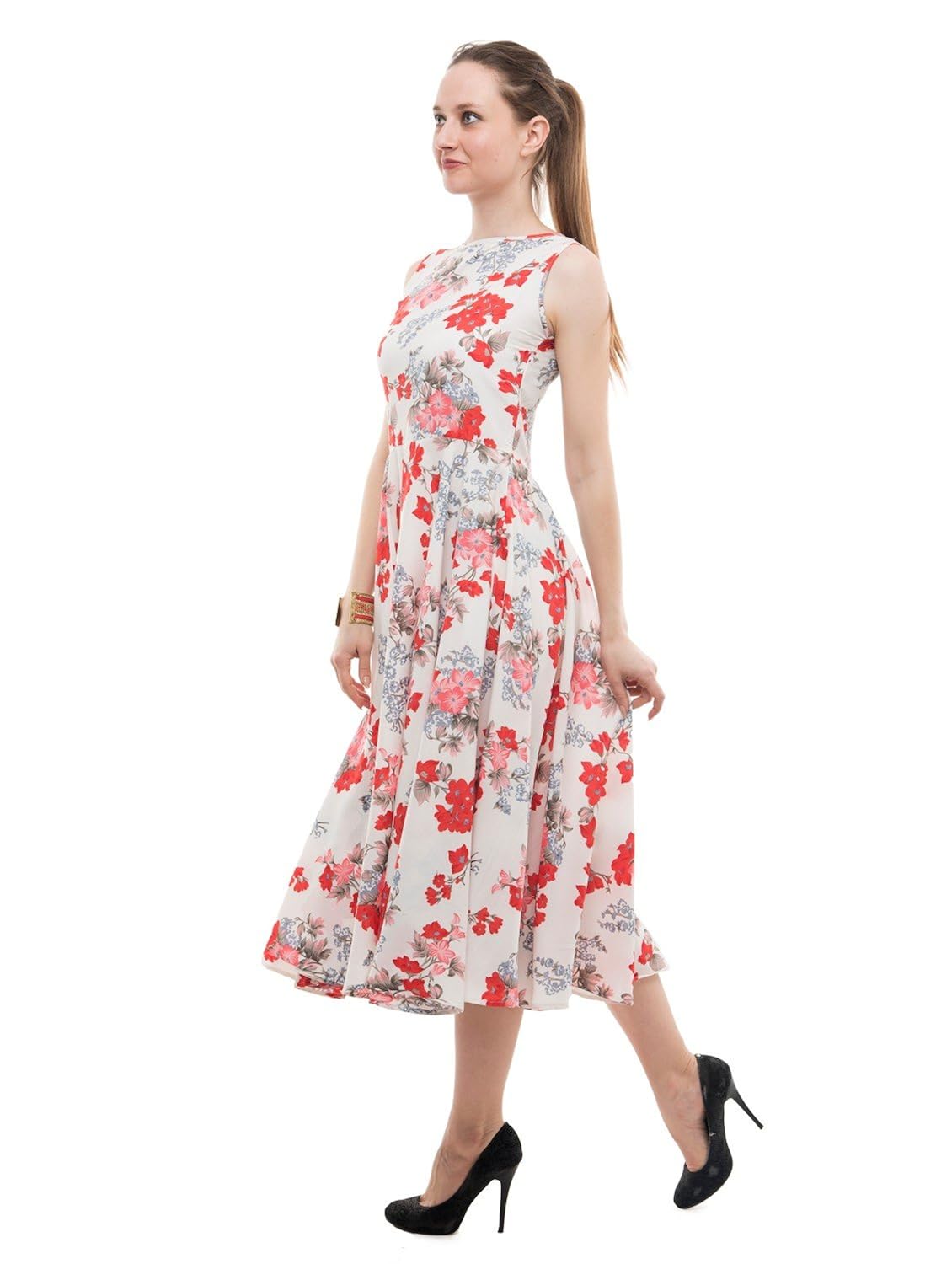 karmic vision women's multi-coloured fit & flare maxi dress