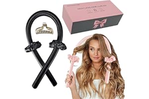 AUITRONCARE Heatless Hair Curlers for Long and Medium Hair,Silk Curls Headband with Gift Box,Satin Curling Rod Headband,No Heat Rollers to Sleep in Overnight(Black)