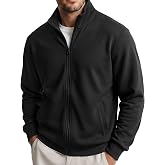 COOFANDY Mens Zip Up Sweatshirt Lightweight Fleece Jacket Casual Sweaters | Soft Cotton Blend, Mock Neck, Full Zip, Light Fleece Lining, Cozy, Versatile - Business, Commute, Fall, Winter, Spring Jacket