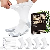NOLUNT Diabetic Socks for Men,4 Pairs Crew Diabetic Neuropathy Socks for Men Size 9-11/10-13/13-15.