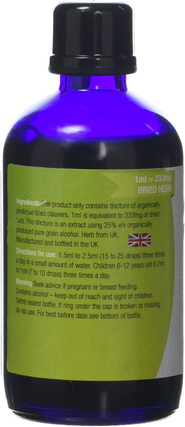 Organic Herbal Remedies 100ml Cleavers Tincture, Blue Bottle, 100 ml (Pack of 1) - Image 3