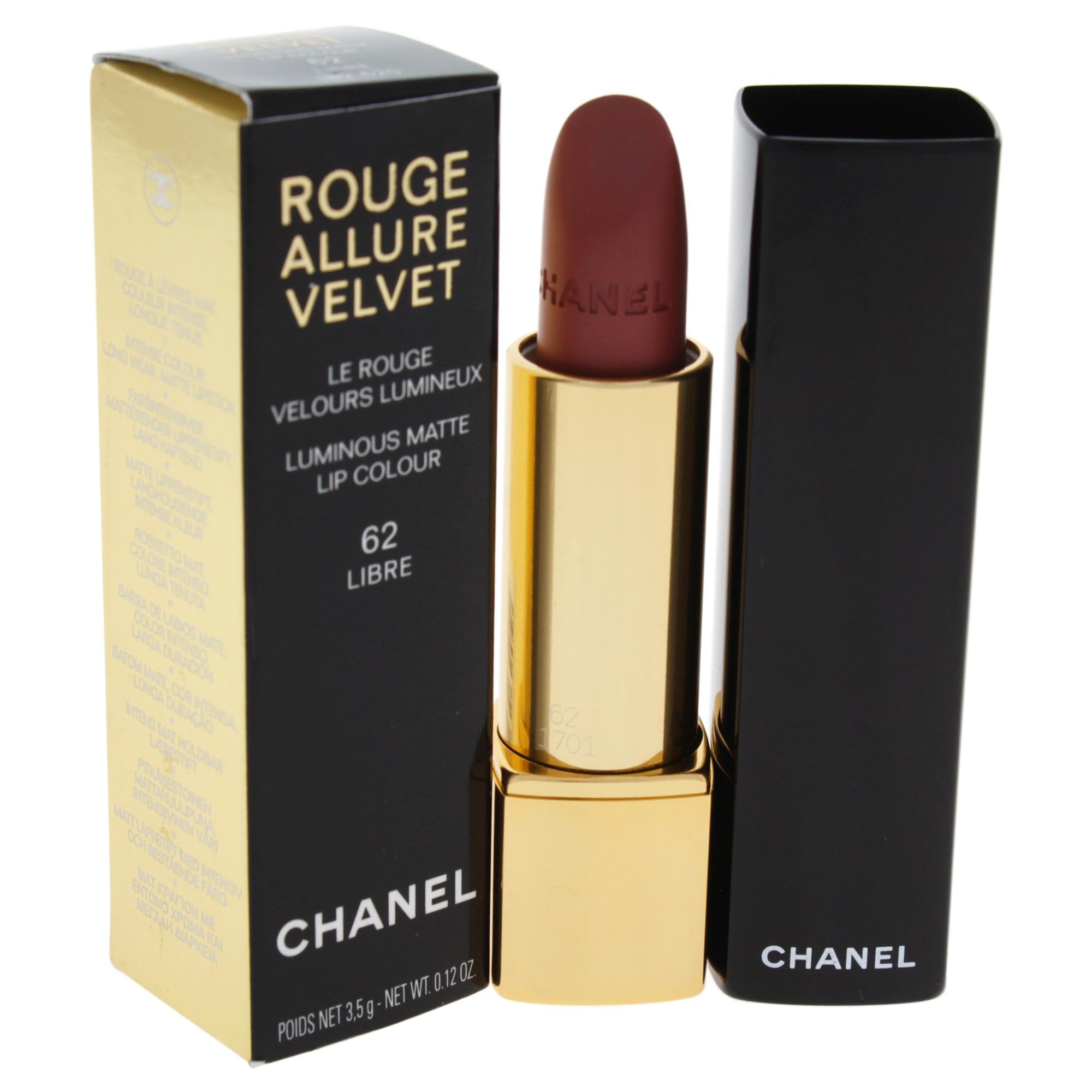 CHANEL Rouge Allure Velvet Luminous Matte Lip Colour No.62 Libre (3.5 g)