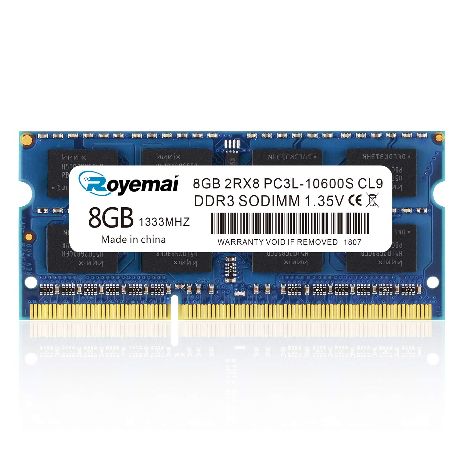 ROYEMAI 8GB PC3-10600 DDR3 1333MHz Sodimm 2Rx8 1.35V CL9 Non-ECC Notebook RAM Memory Upgrade for MacBook iMac