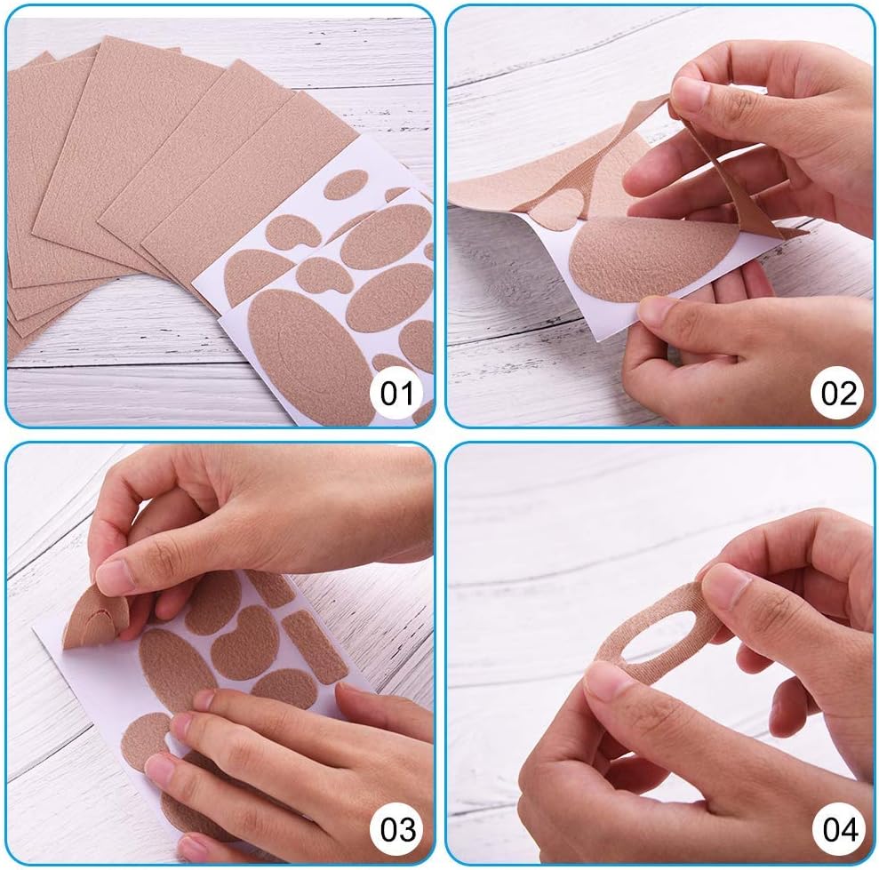 165 Pieces Moleskin for feet blisters Moleskin Tape Anti-wear Heels Stickers Blister Prevention Pads for shoes hiking 11 Shapes 15sets: Health & Personal Care