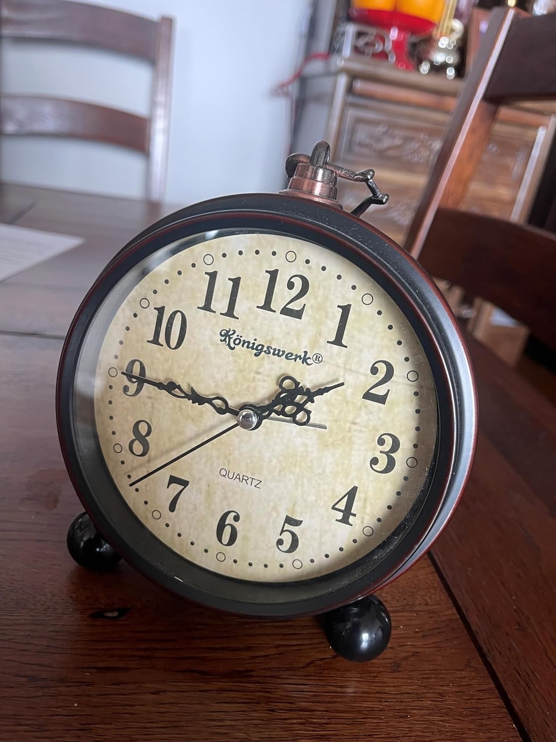 Vintage Analog Alarm Clock Small Silent Desk Clock Night Light Battery Operated Table Bedroom Bedside Living Room Gift Clock Alarm Clock Analog Quiet Movement Interior Table Clock Classic Bell Antique