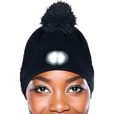 HEAD LIGHTZ Headlightz by Roq Innovation - POM POM Beanie with Light, Unisex LED Beanie Hat with Light Built in, Rechargeable