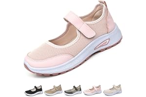 Women's Mesh Breathable Casual Mary Jane Sneakers, Width Breathable Walking Sneakers, Orthopedic Round Toe Flats Trainers