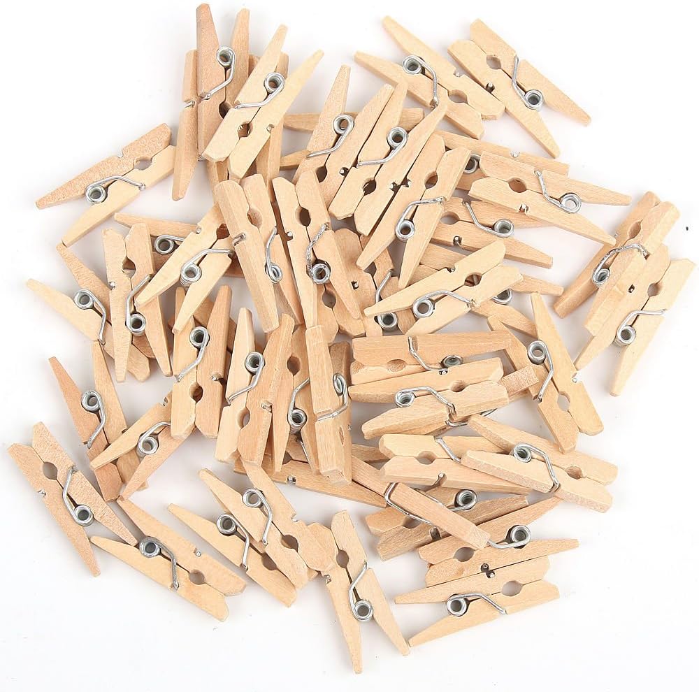 Mini Pegs for Photos - 100 Small Wooden Pegs for Crafts 25mm, 25mm 100 Pack Natural - Image 3