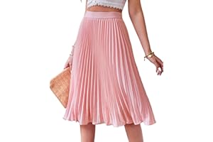 Kate Kasin Women's High Waist Pleated A-Line Swing Skirt KK659