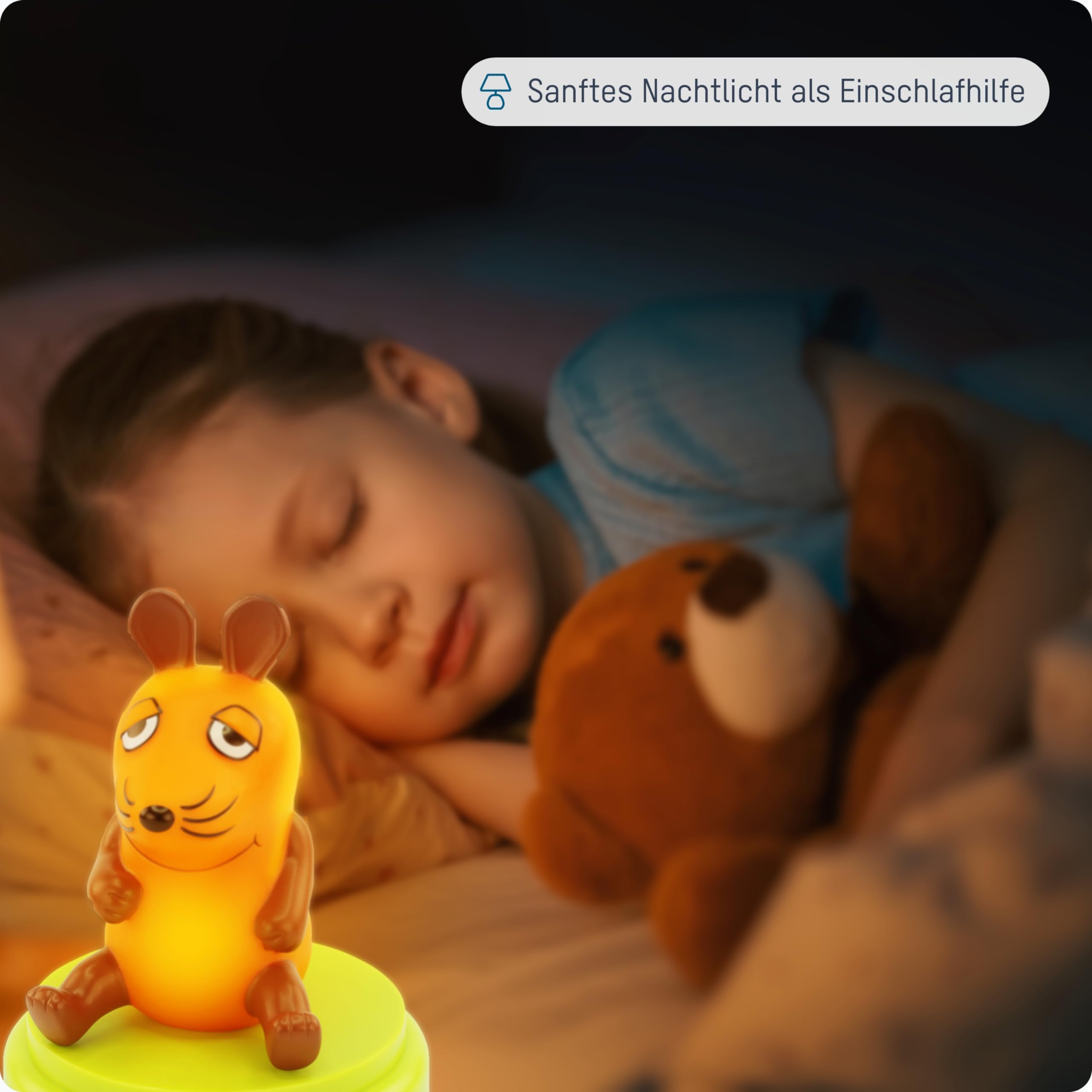 ANSMANN LED Nachtlicht „Die Maus“ aus der TV Sendung mit der Maus – Einschlafhilfe für Mädchen und Jungen/Touch Sensor, ideal als Babylicht Kinderlicht Nachtlampe Nachttischlampe Stilllicht 3