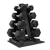 Fitvids Rubber Coated Hex Dumbbell Weight Set and
