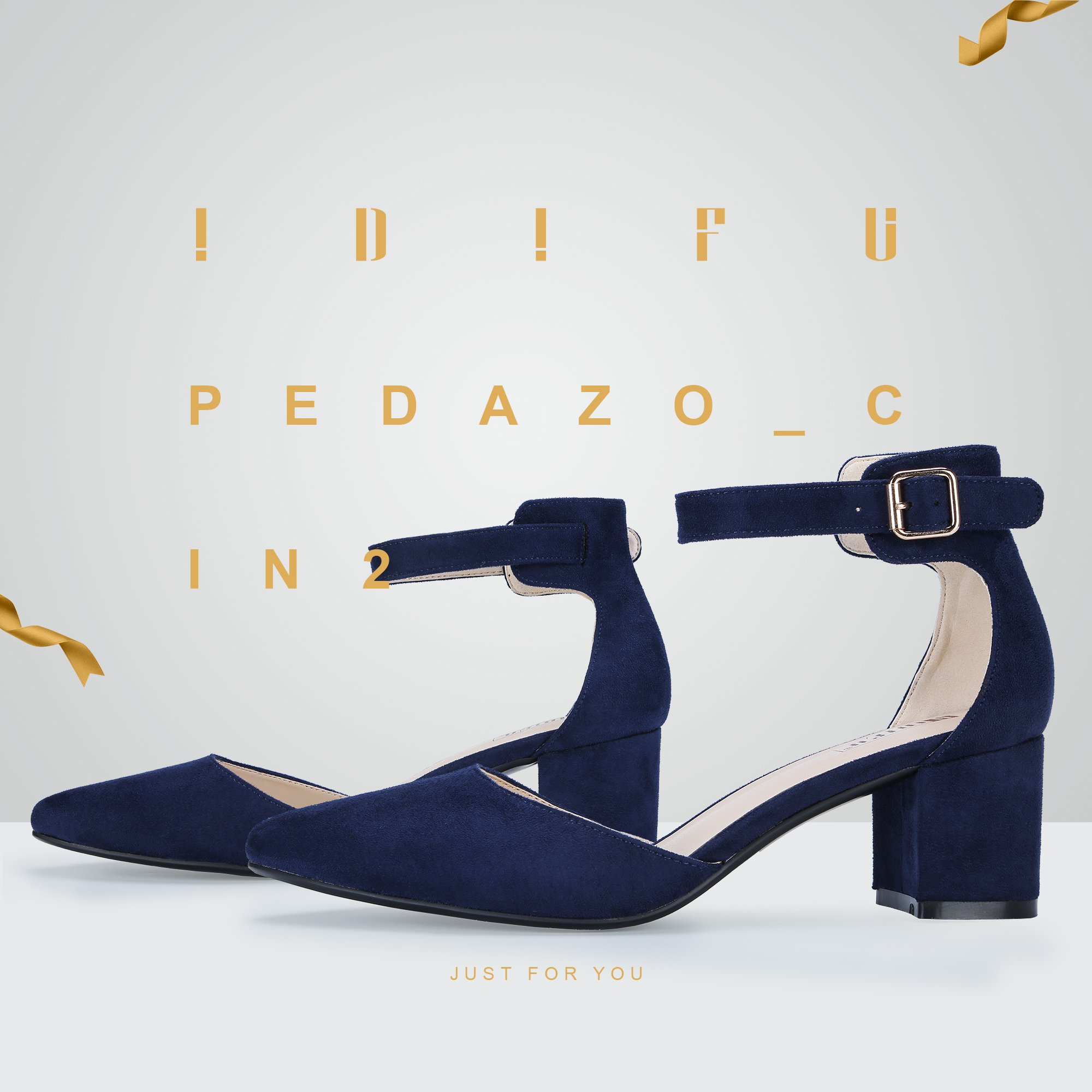 IDIFU Women's IN2 Pedazo Dress Shoes Low Block Heels Comfortable Chunky Closed Toe Ankle Strap Wedding Pumps - Image 3