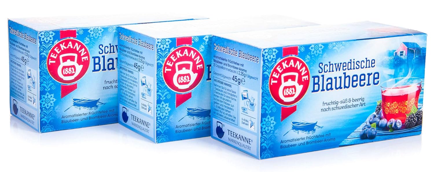 Teekanne Schwedische Blaubeere, 3er Pack