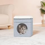 Bonlife Foldable Large Cat Bed Indoor Tent House 32x32x39cm White view 3